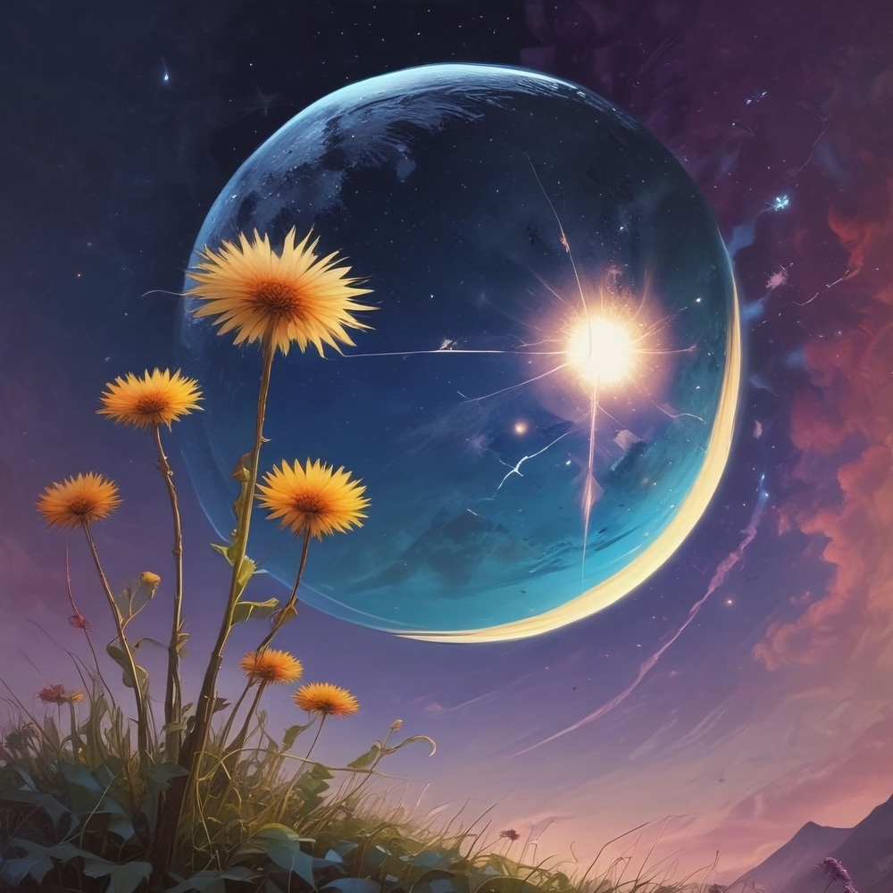 Whimsical Blue and Yellow Celestial Art Print